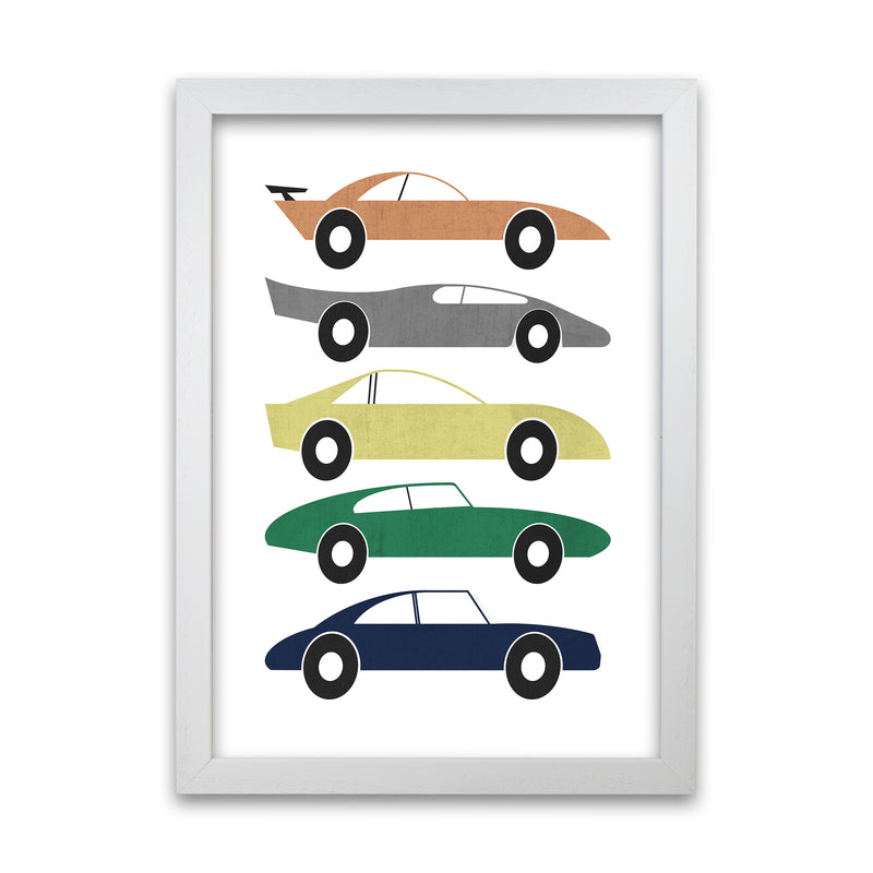 Muted Colours Car Wall Art White Grain
