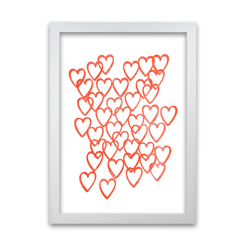 Red Hearts Grunge Original White Grain