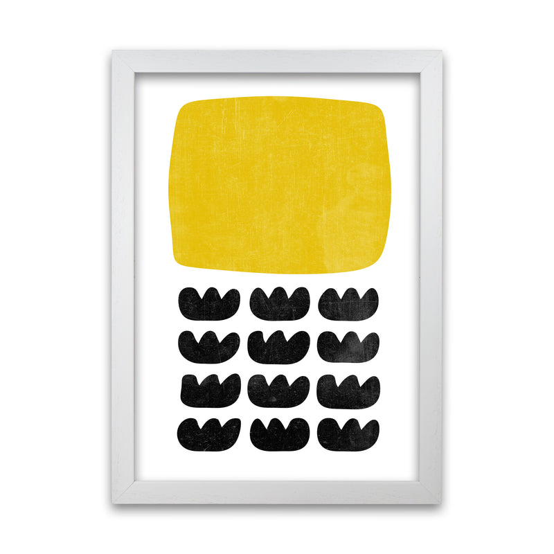 Yellow and Black Abstract Original White Grain