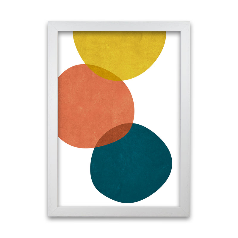 Yellow Red Blue Abstract Original White Grain