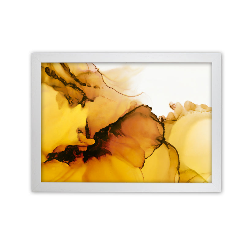 Yellow Watercolor Abstract Original White Grain