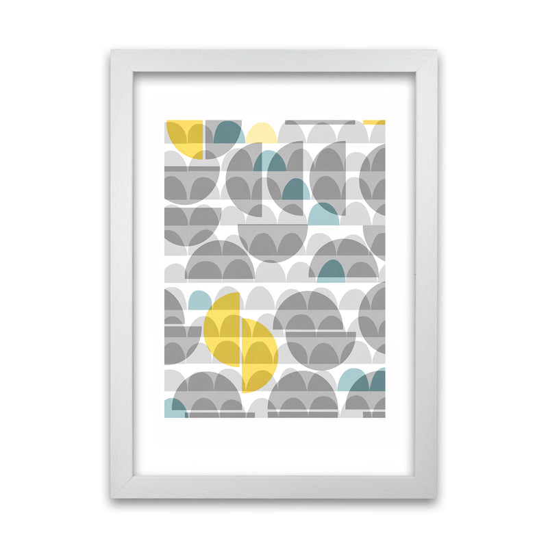 Geometric Grey and Yellow A Original White Grain