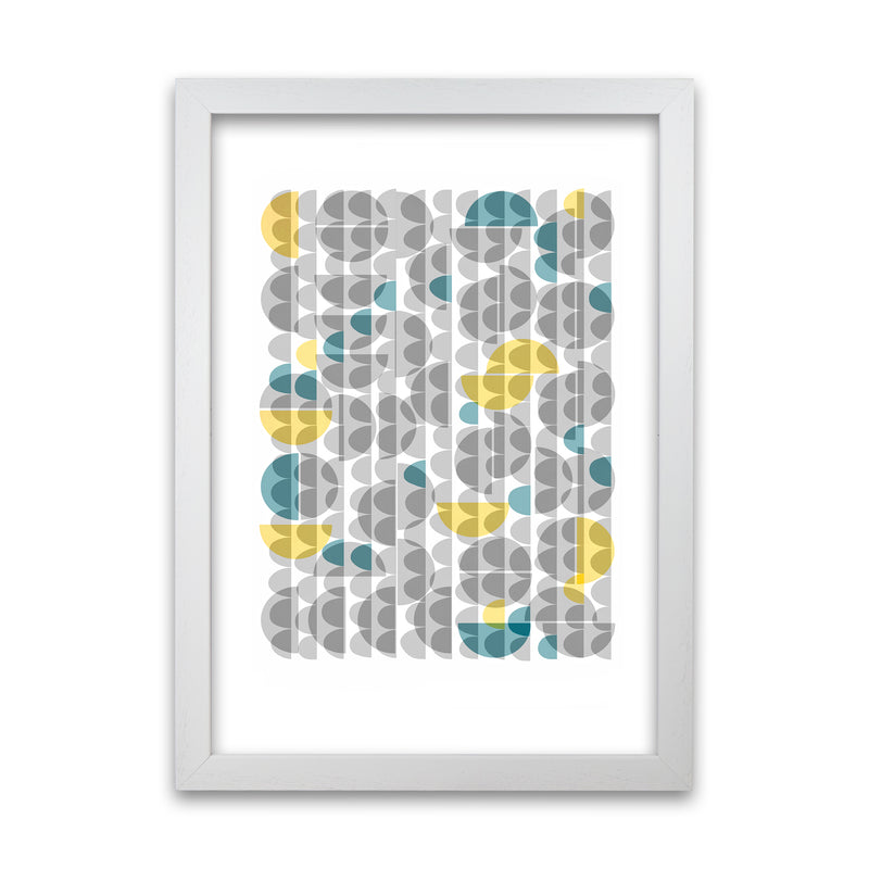 Geometric Grey and Yellow B Original White Grain