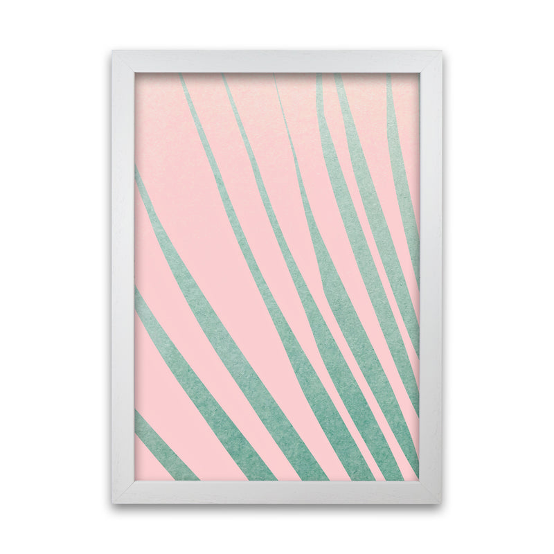 Green Leaves Pink Left Wall Original White Grain