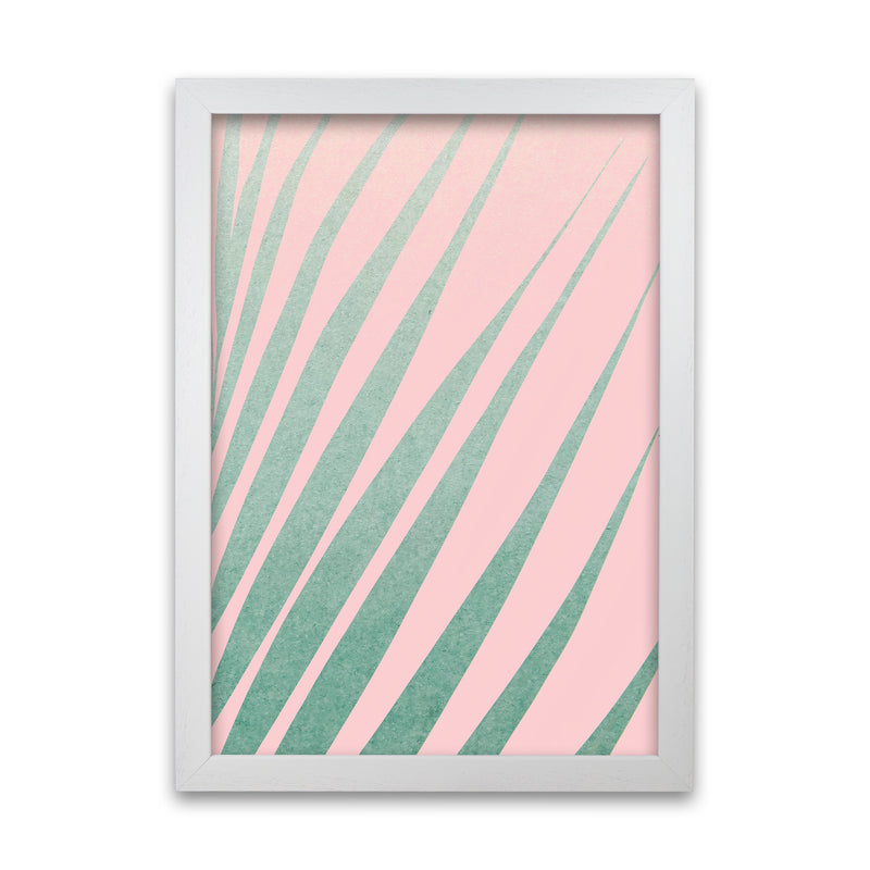 Green Leaves Pink Right Wall Original White Grain