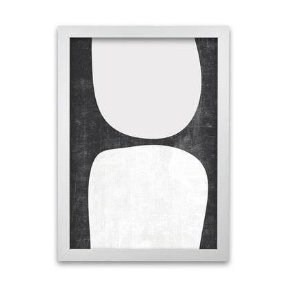 Mid Century Black and White Grunge Wall Art A A1 White Grain Frame