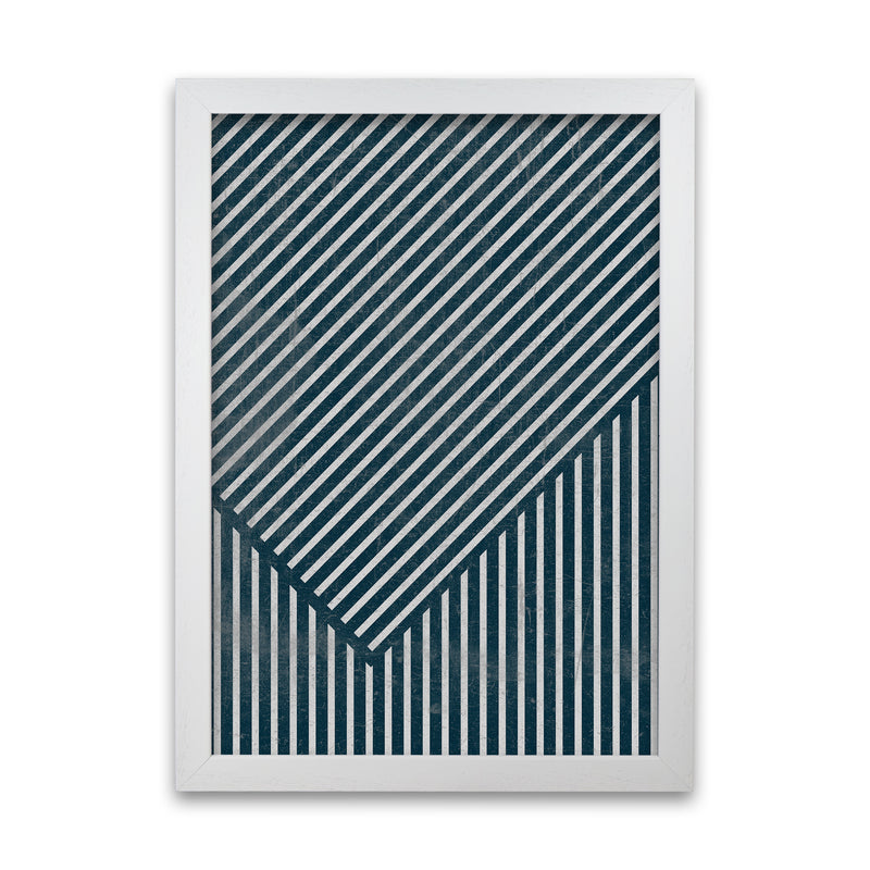 Navy Blue Set of 2 Abstract B White Grain