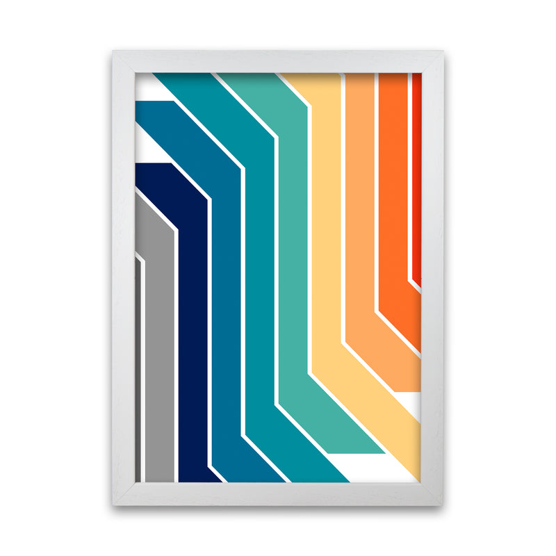 Modern Rainbow Stripes B White Grain