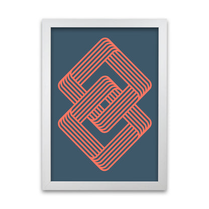Blue and Red Geometric Wall Art Print A White Grain