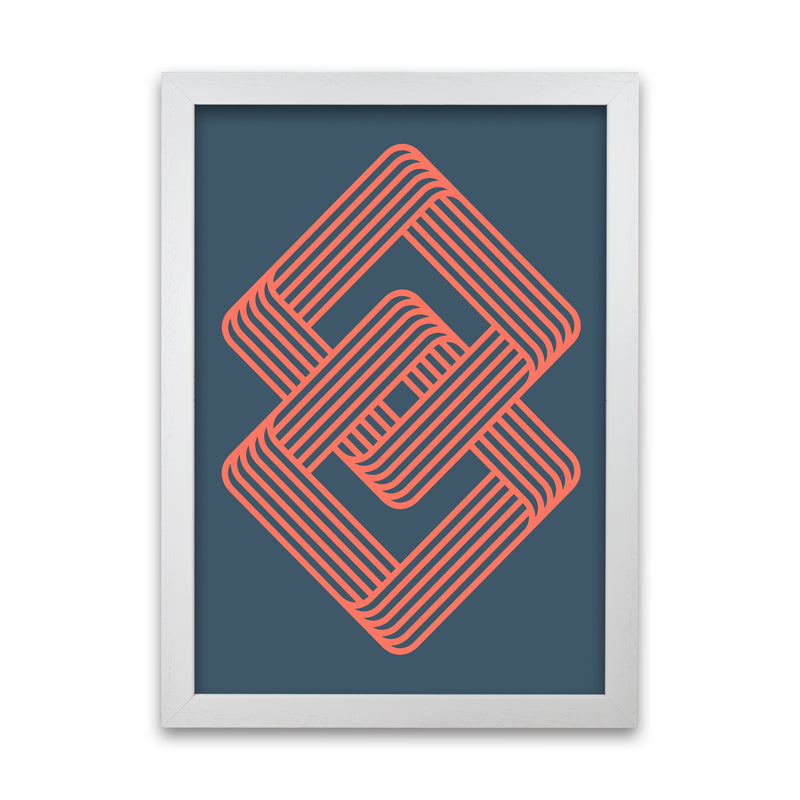 Blue and Red Geometric Wall Art Print A White Grain