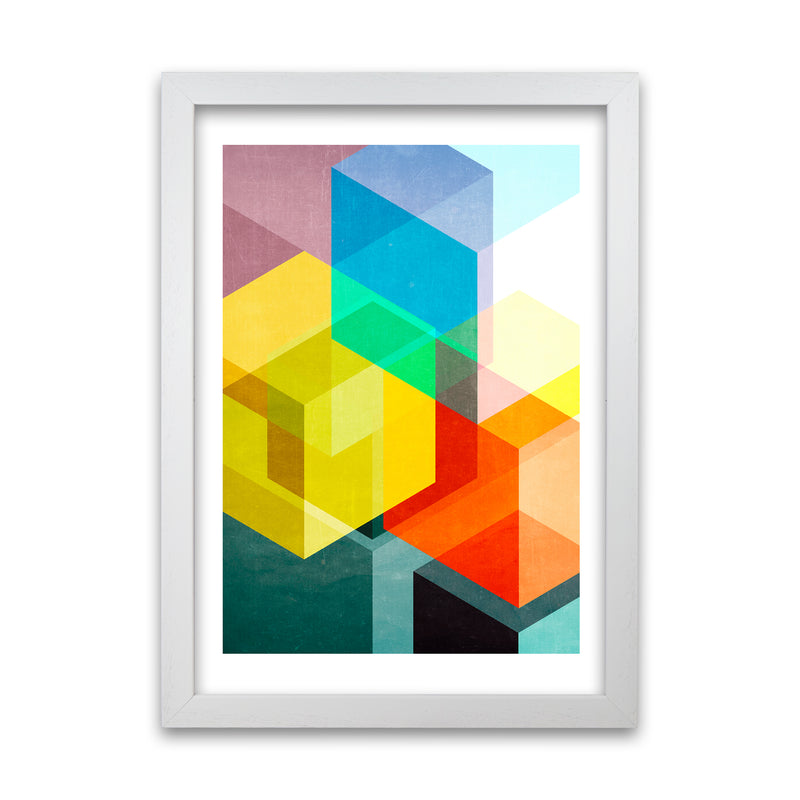 Bright Colourful Abstract Print A White Grain