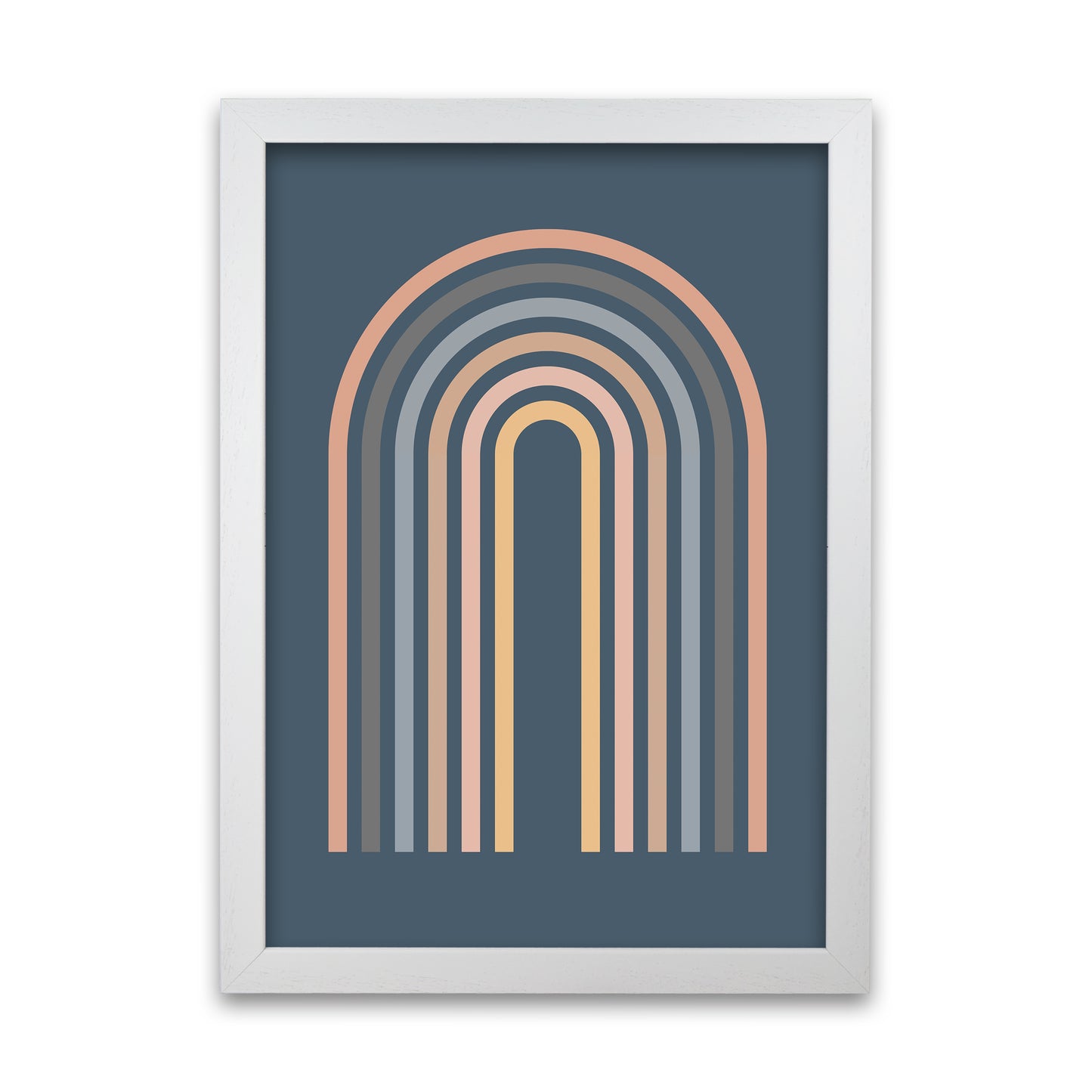 Mid Century Blue Wall Art Print A White Grain