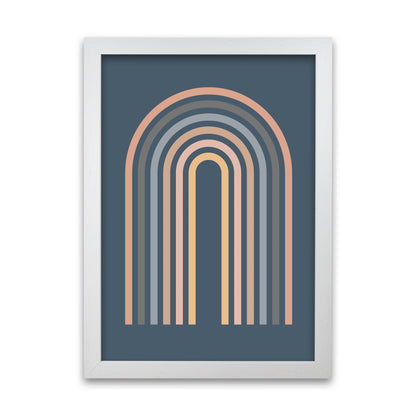 Mid Century Blue Wall Art Print A White Grain