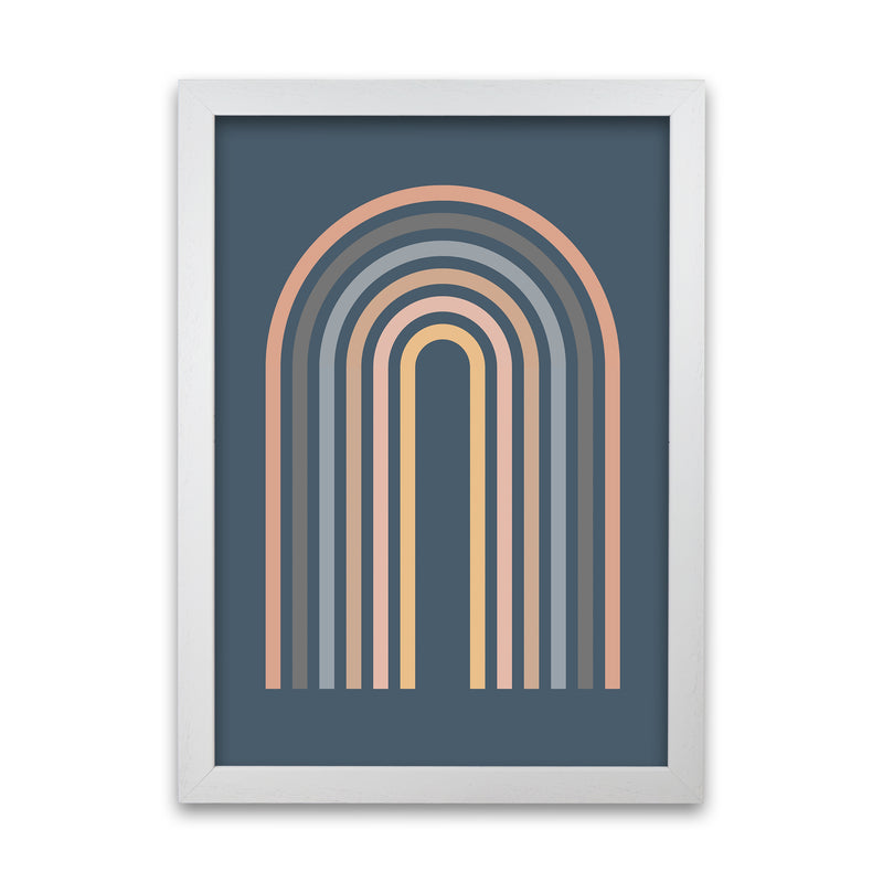 Mid Century Blue Wall Art Print A White Grain