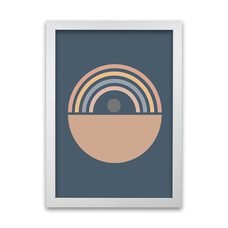Mid Century Blue Wall Art Print B White Grain