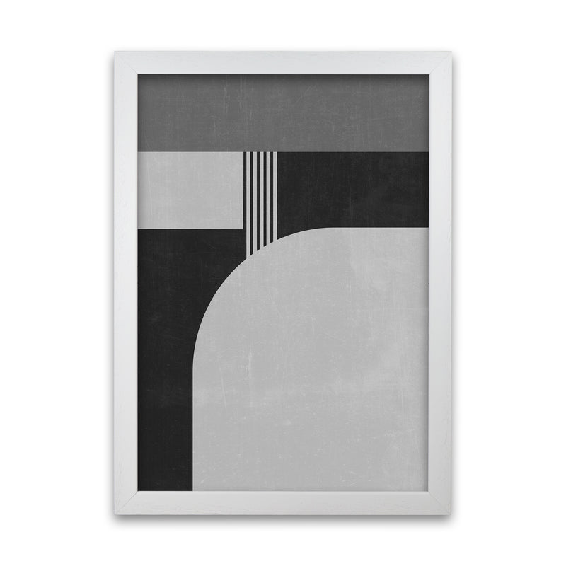 Mid Century Black and White Print A White Grain