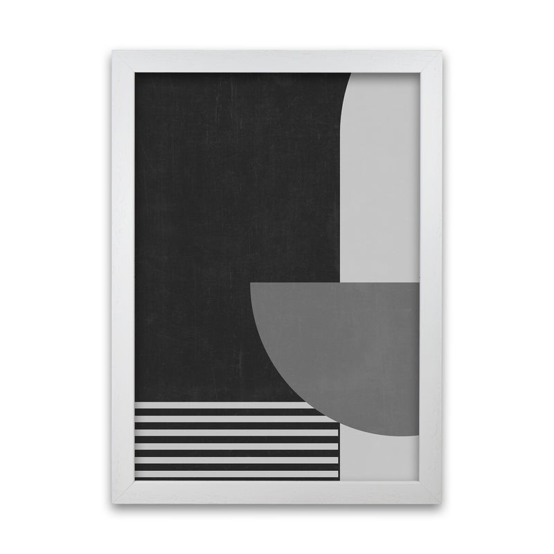 Mid Century Black and White Print B White Grain