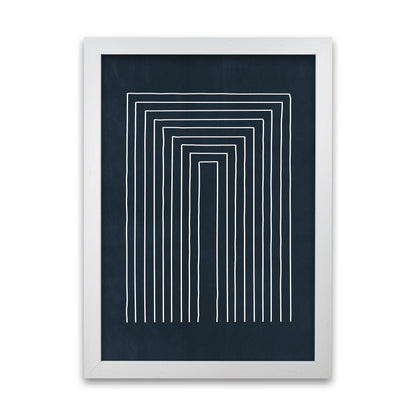 Mid Century Modern Blue Print A White Grain