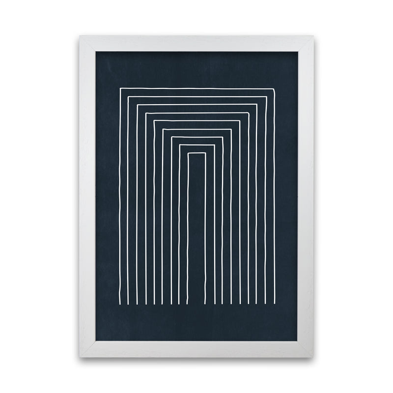 Mid Century Modern Blue Print A White Grain