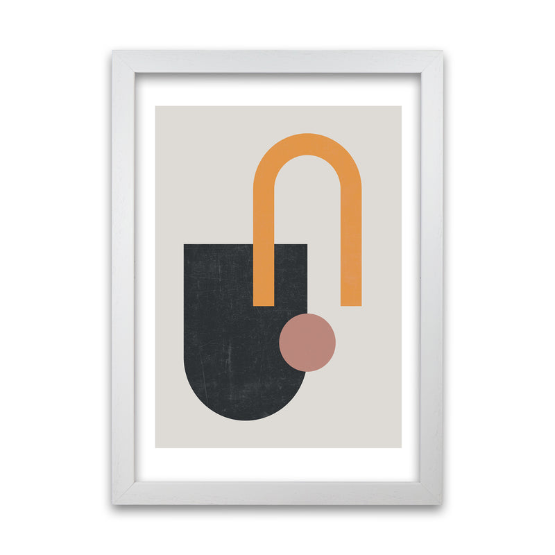 Mid Century Shapes Wall Art Print A White Grain
