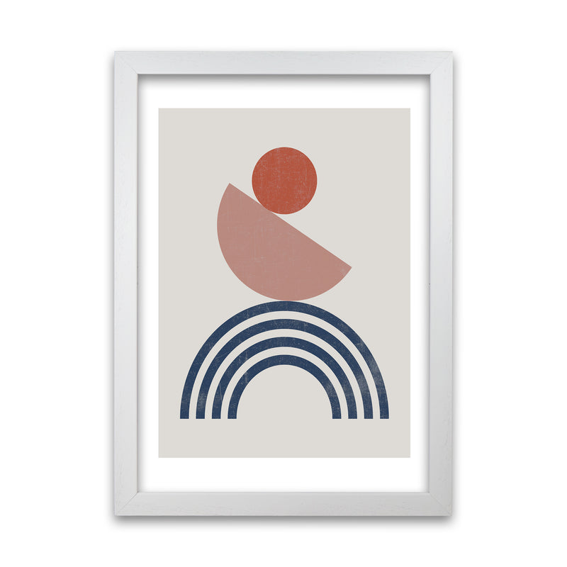 Mid Century Shapes Wall Art Print B White Grain