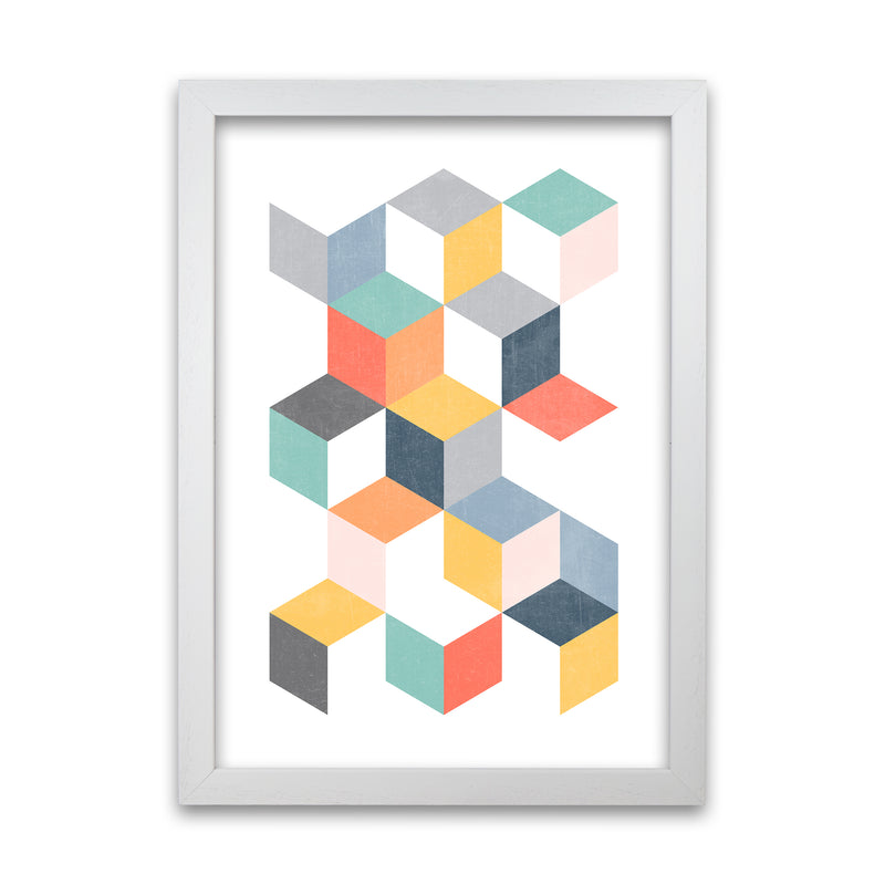 Scandinavian Geometric Print Geo B White Grain