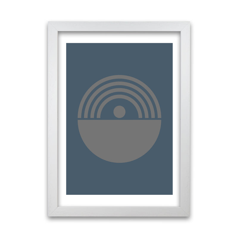Mid Century Grey and Blue Wall Art Prints B White Grain