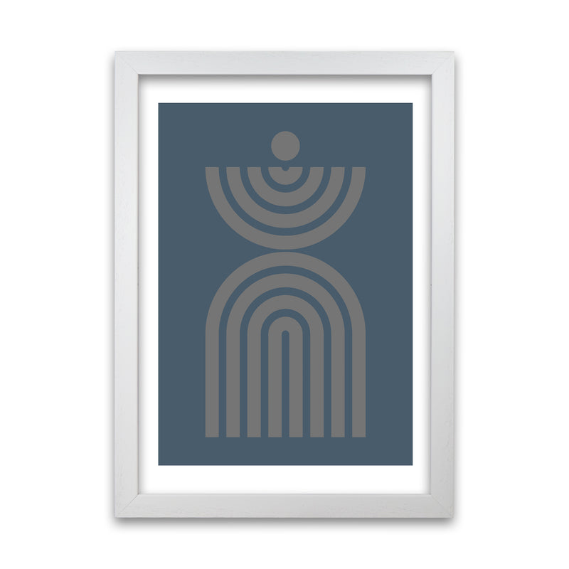 Mid Century Grey and Blue Wall Art Prints C White Grain