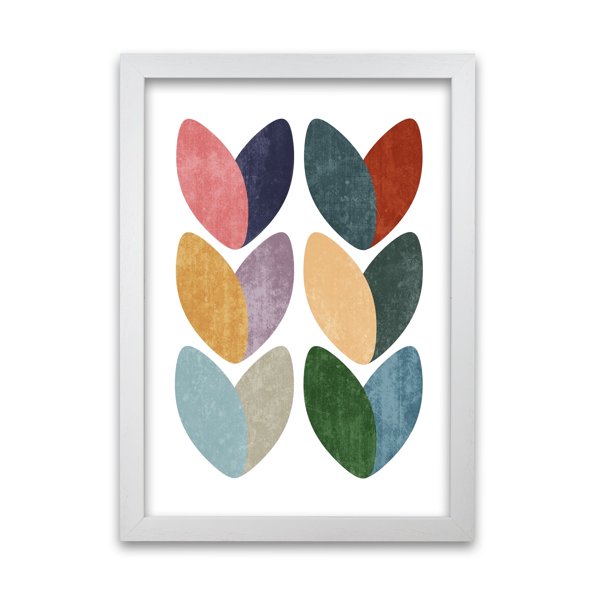 Scandinavian Hearts Wall Art Print C White Grain