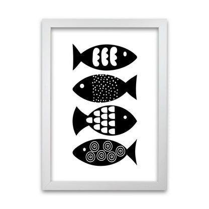 Black and White Scandi Fish White Grain