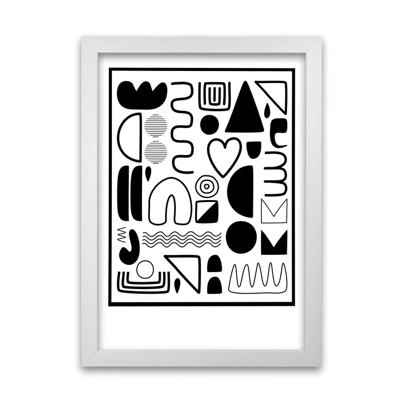 Black and White Scandinavian Shapes White Grain