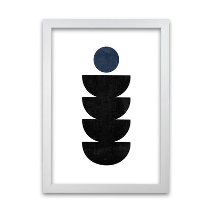 Mid Century Shapes Navy Dot White Grain