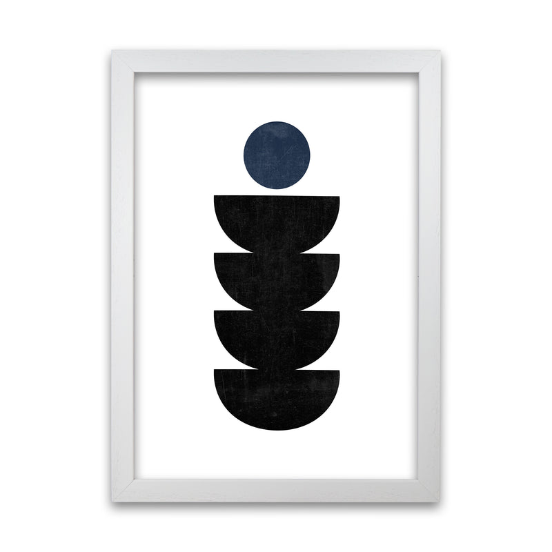 Mid Century Shapes Navy Dot White Grain