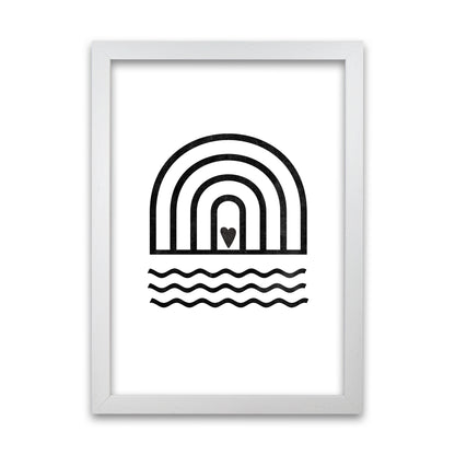 Rainbow Heart Waves BW Art White Grain