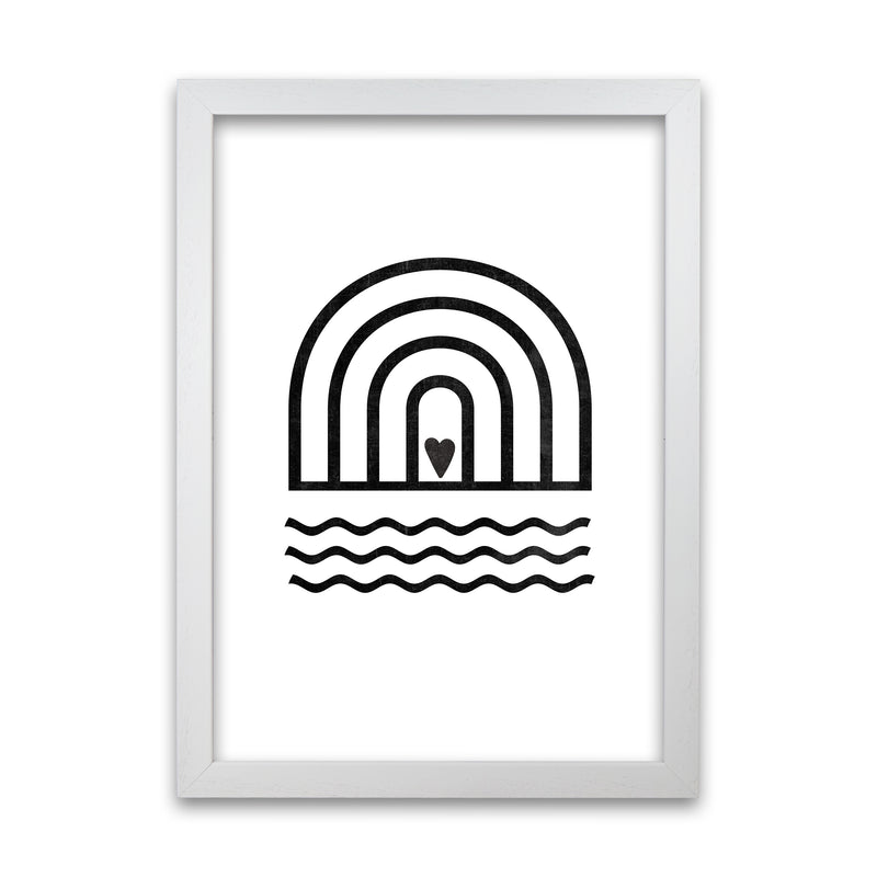 Rainbow Heart Waves BW Art White Grain