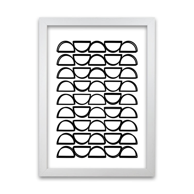 Black and White Mid Century Geometric Print B White Grain