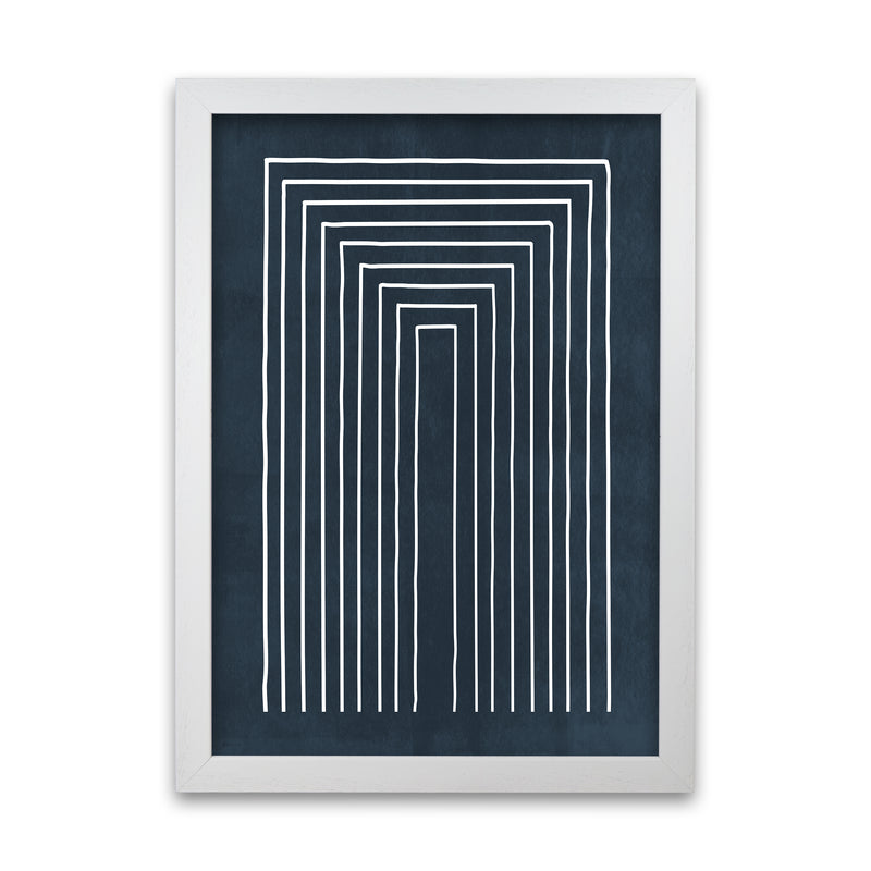 Lino Style Blue Geometric Lines White Grain