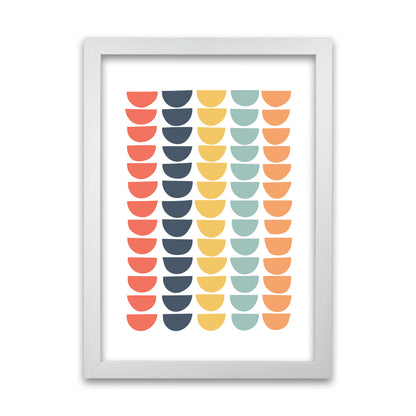 Retro Multicolor Half Circles Original White Grain