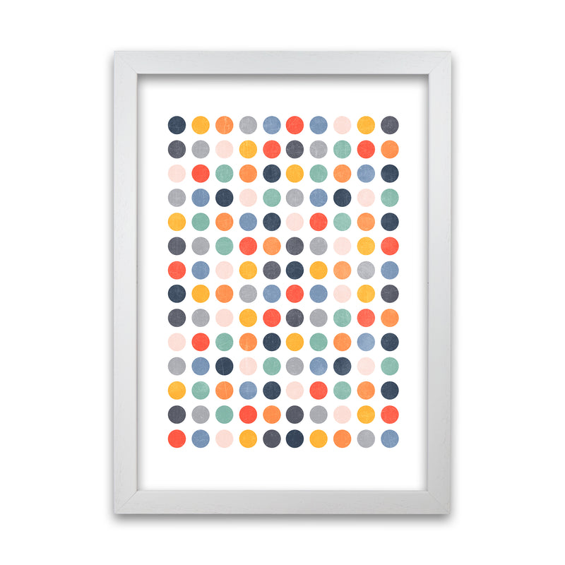 Scandinavian Dots Artwork Original White Grain