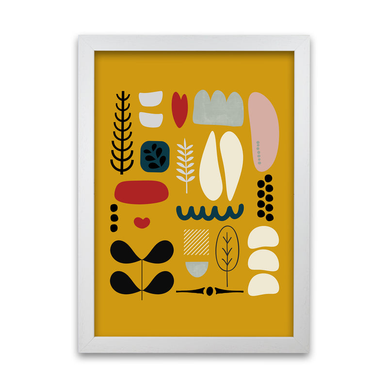 Scandinavian Folk on Yellow Original White Grain