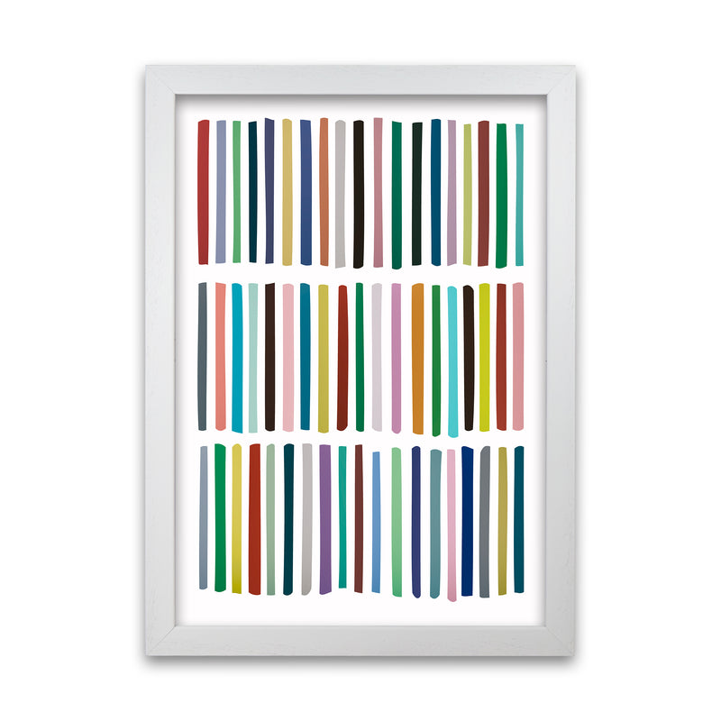 Scandinavian Multicolour Lines Original White Grain