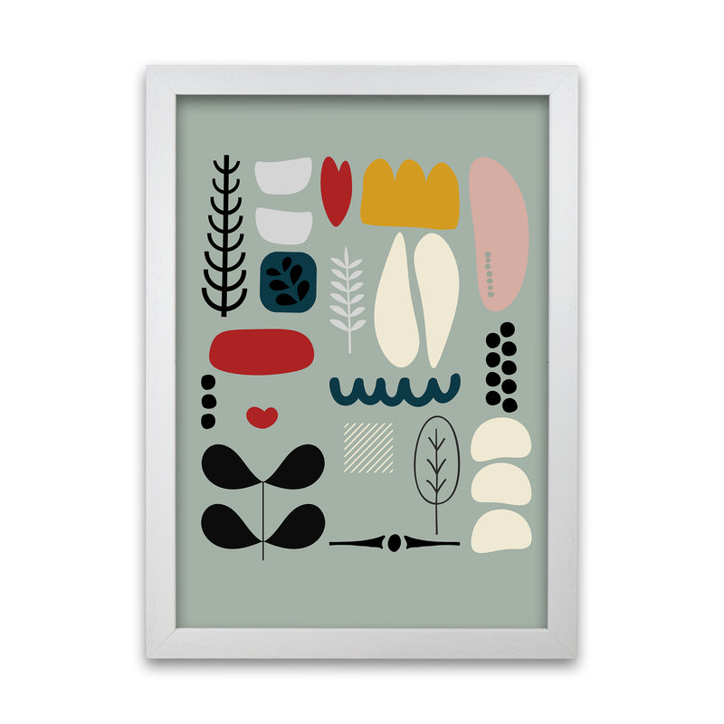 Scandinavian Shapes on Blue Original White Grain