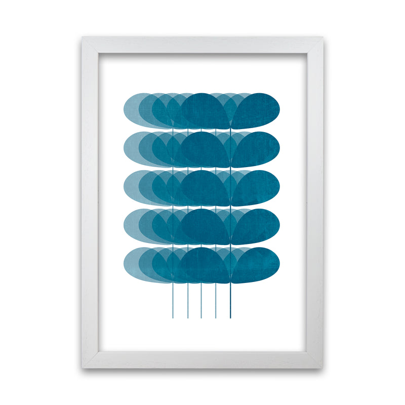 Scandinavian Turquoise Leaves Original White Grain