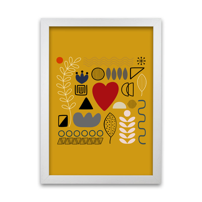 Yellow Scandinavian Abstract Shapes Original White Grain
