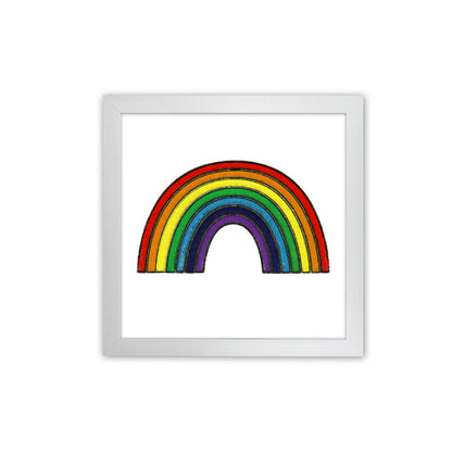 Square Rainbow Print on White White Grain