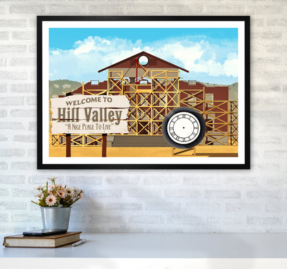 Hill Valley 1885 Art Print by Richard O'Neill A1 White Frame
