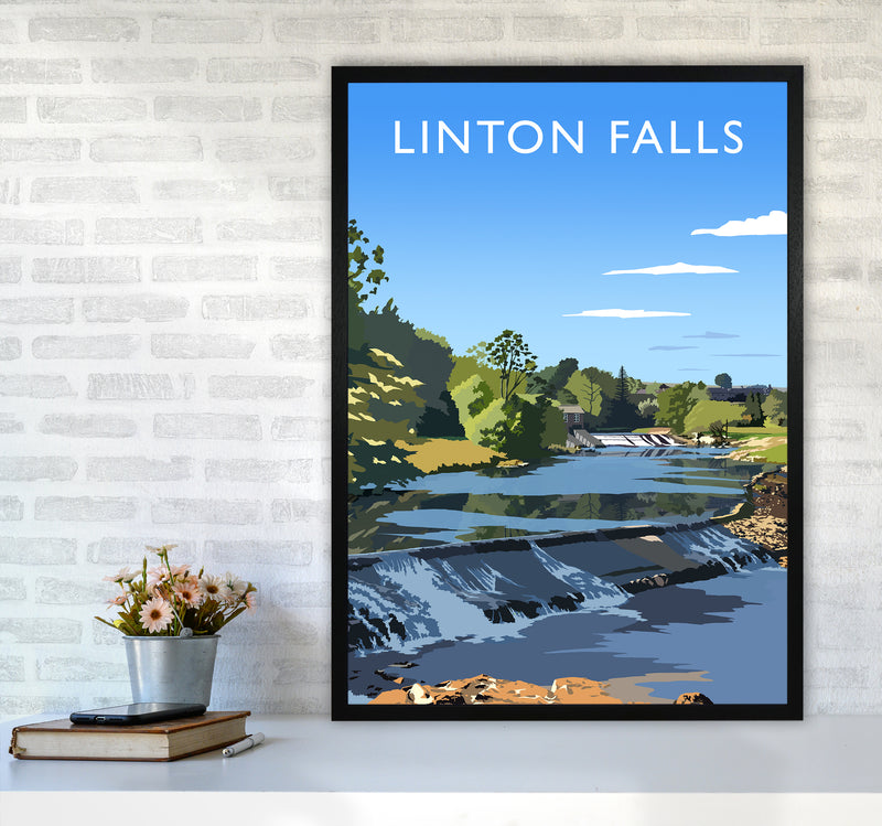 Linton Falls portrait Travel Art Print by Richard O'Neill A1 White Frame