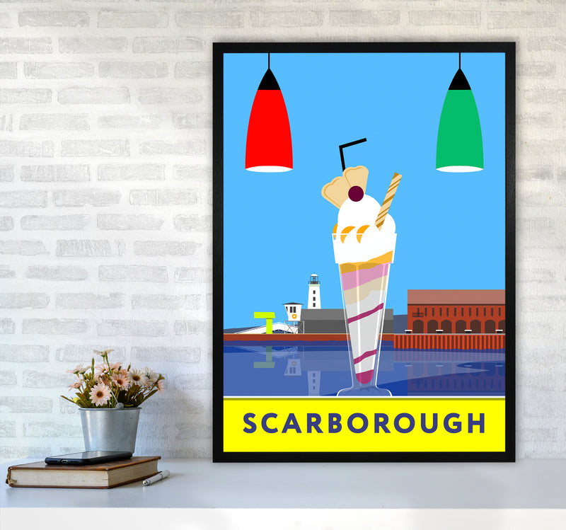Icecream at Scarborough Travel Art Print by Richard O'Neill A1 White Frame