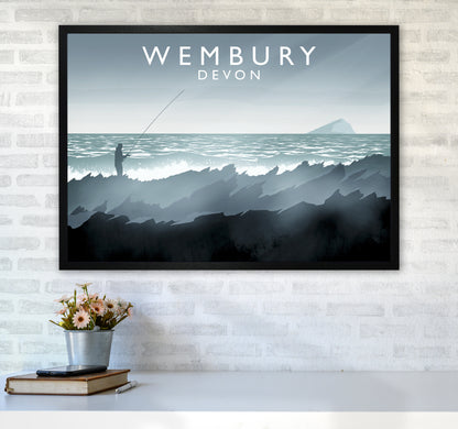 Wembury Travel Art Print by Richard O'Neill A1 White Frame
