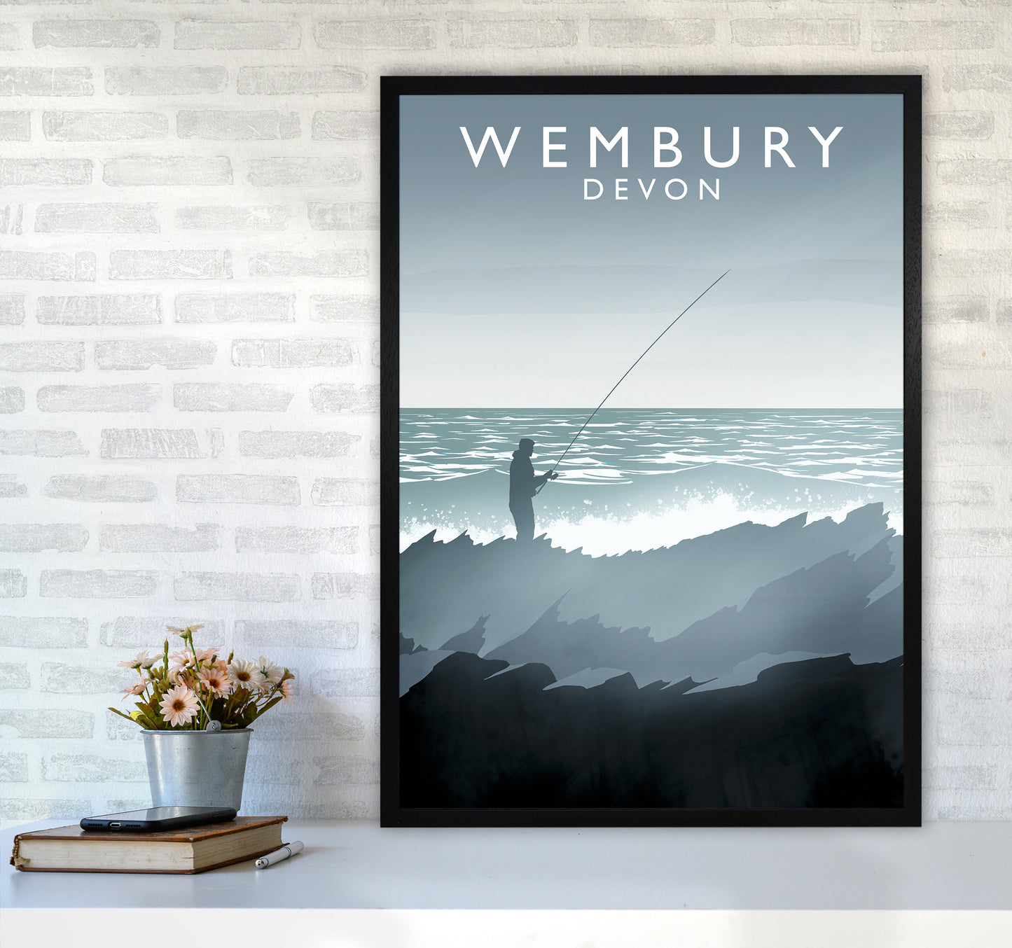 Wembury portrait Travel Art Print by Richard O'Neill A1 White Frame